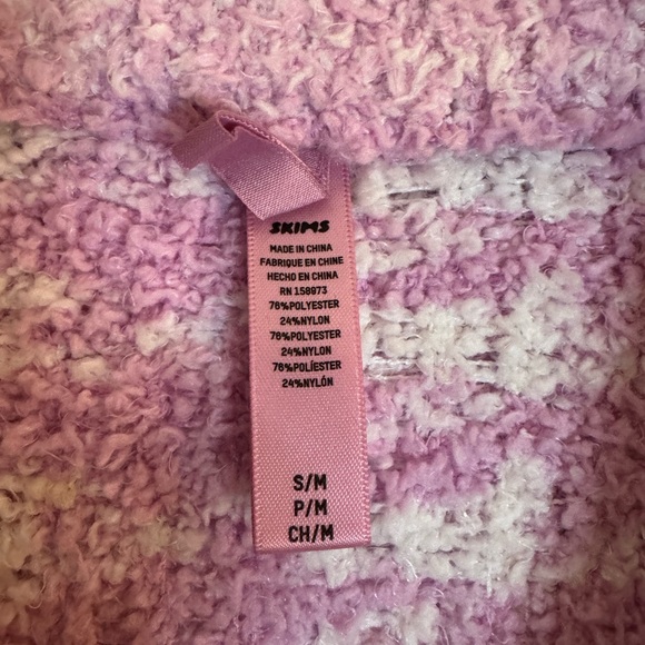 SKIMS Cozy Sweater Zip Up Petal Houndstooth‎ Pink Sz S/M - Picture 4 of 15